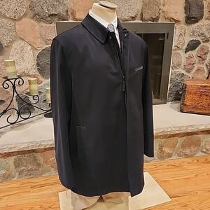 Sanyo Men's‎ OverCoat Jacket XL Black Hidden Zip Up Contemporary Look
